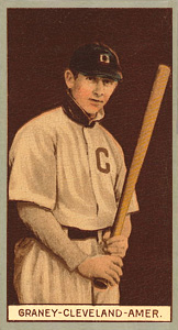 1912 Brown Backgrounds Common back GRANEY-CLEVELAND-AMER. # Baseball Card