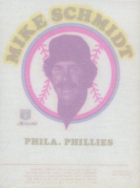 1976 Mr. Softee Iron-Ons Mike Schmidt # Baseball Card