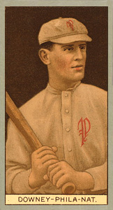 1912 Brown Backgrounds Common back DOWNEY-PHILA.-NAT. # Baseball Card