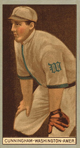 1912 Brown Backgrounds Common back CUNNINGHAM-WASHINGTON-AMER. # Baseball Card