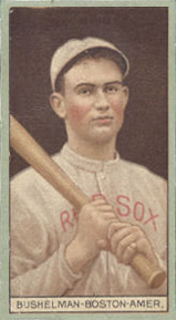 1912 Brown Backgrounds Common back BUSHELMAN-BOSTON-AMER. # Baseball Card