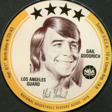 1976 Buckmans Discs Gail Goodrich # Basketball Card