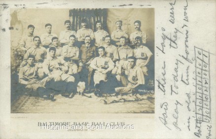1907 Real Photo Postcard Baltimore Baseball Club # Baseball Card