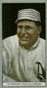 1912 Brown Backgrounds Broadleaf Rube Oldring #144 Baseball Card