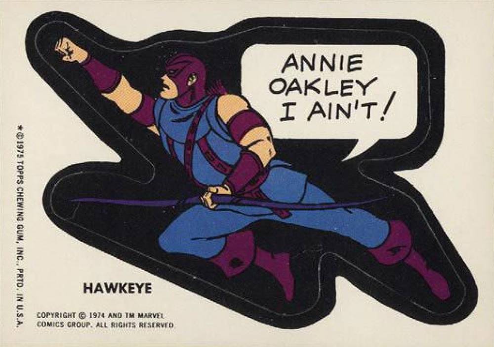 1975 Comic Book Heroes Stickers Hawkeye # Non-Sports Card