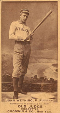 1887 Old Judge John Weyhing P. Athletics #492-3a Baseball Card