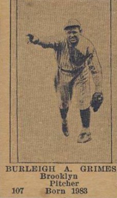 1925 Universal Toy & Novelty Brooklyn Dodgers Hand Cut Burleigh Grimes #107 Baseball Card
