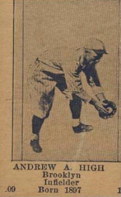 1925 Universal Toy & Novelty Brooklyn Dodgers Hand Cut Andrew High #109 Baseball Card