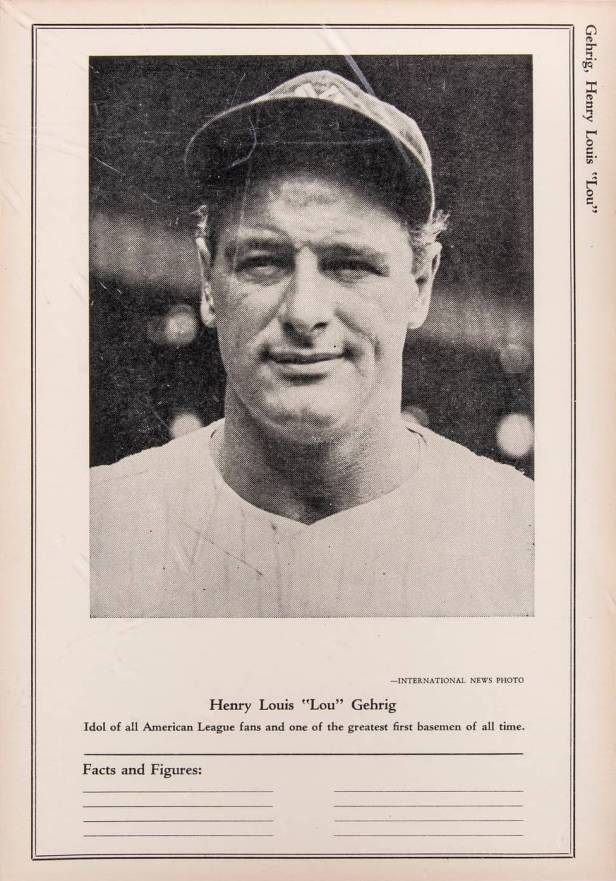 1946 Sports Exchange Lou Gehrig # Baseball Card