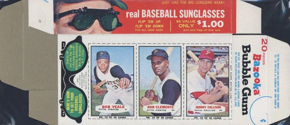 1965 Bazooka Complete Box Bob Clemente/Bob Veale/Johnny Callison # Baseball Card