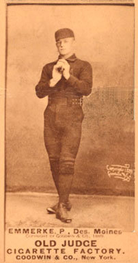 1887 Old Judge Emmerke, P, Des Moines #145-3a Baseball Card