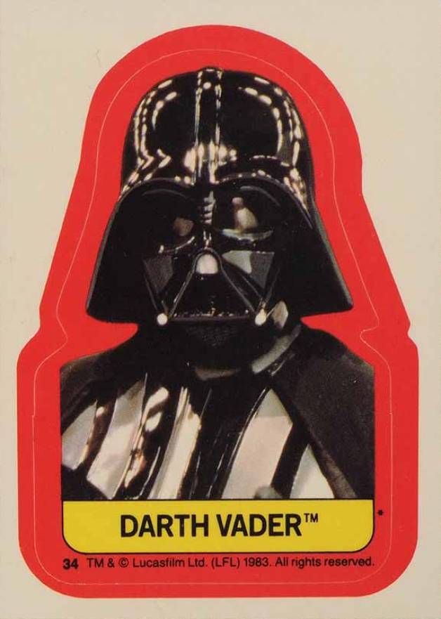1983 Star Wars Return of the Jedi Stickers Darth Vader #34 Non-Sports Card