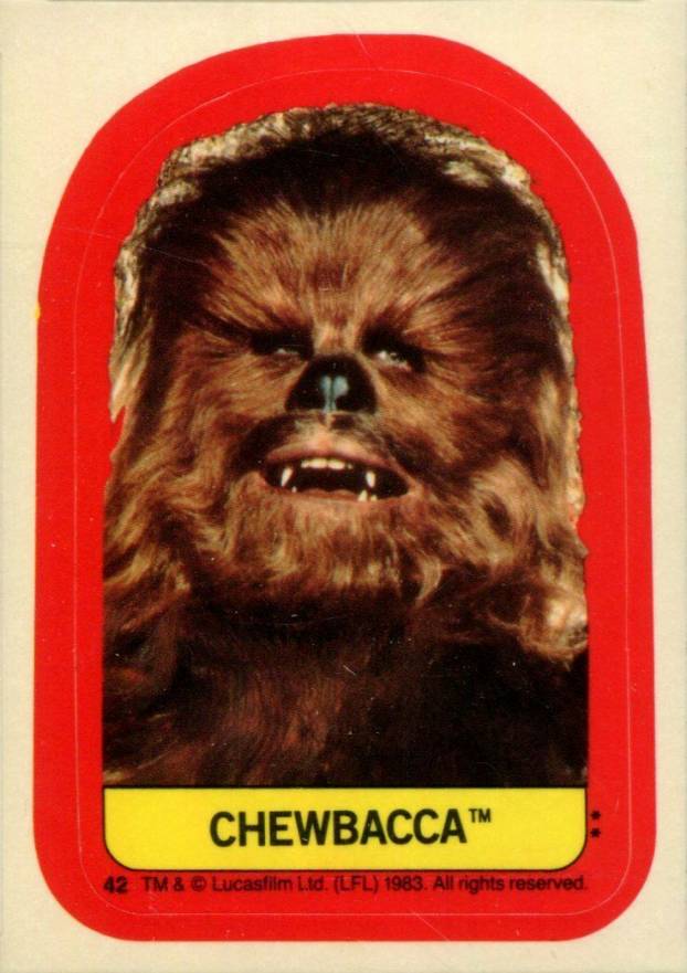 1983 Star Wars Return of the Jedi Stickers Chewbacca #42 Non-Sports Card