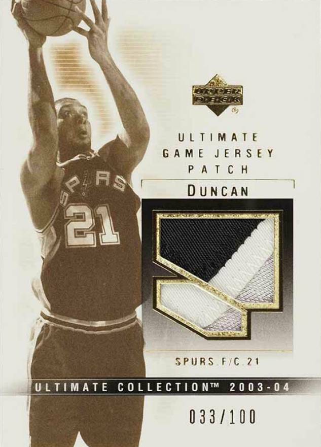 2003 Ultimate Collection Ultimate Game Jersey Patch Tim Duncan #TD-P Basketball Card