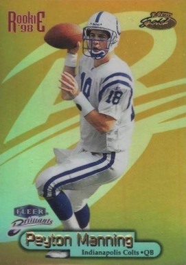 1998 Fleer Brilliants 24KT Gold Peyton Manning #120TG Football Card