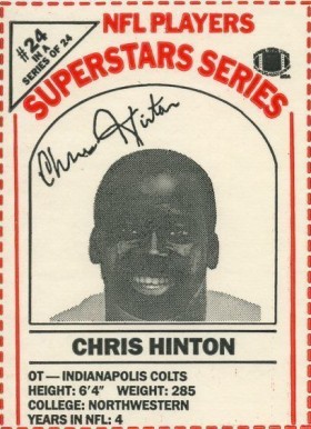 1986 Dairy Pak Cartons Chris Hinton #24 Football Card