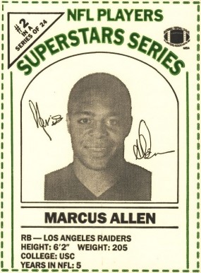 1986 Dairy Pak Cartons Marcus Allen #2 Football Card