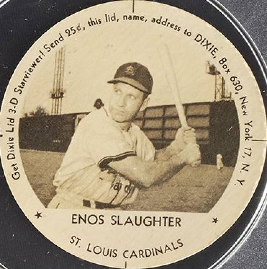 1954 Dixie Lids Enos Slaughter #17 Baseball Card