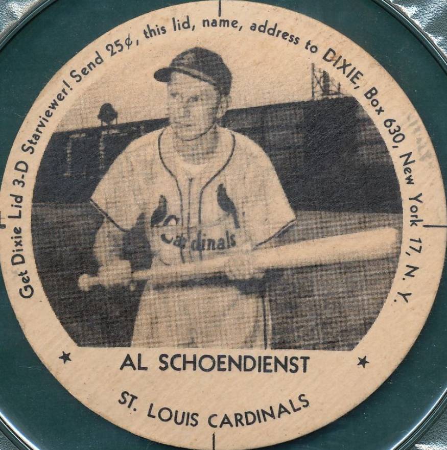 1954 Dixie Lids Al Schoendienst # Baseball Card