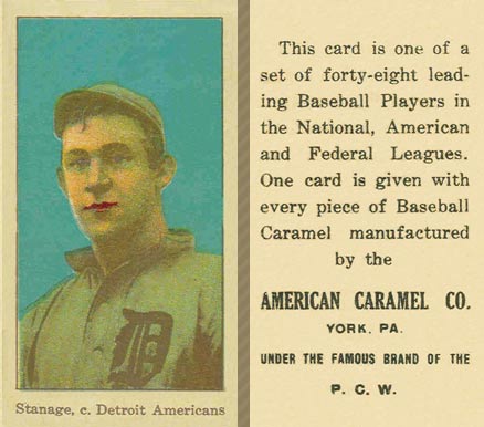 1915 American Caramel Stanage, c. Detroit Americans # Baseball Card