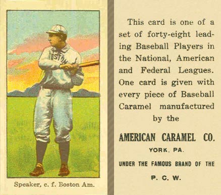 1915 American Caramel Speaker, c.f. Boston Americans # Baseball Card