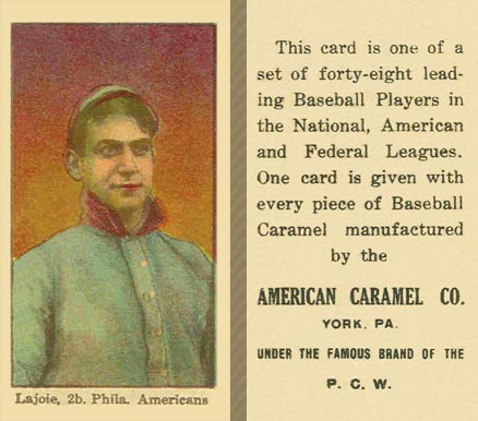 1915 American Caramel Lajoie, 2b. Phila. Americans # Baseball Card