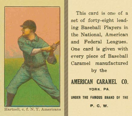 1915 American Caramel Hartzell, c.f. N.Y. Americans #24 Baseball Card