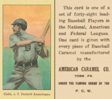 1915 American Caramel Cobb, c.f. Detroit Americans # Baseball Card