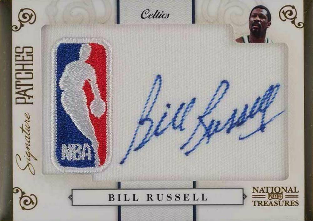 2009 Playoff National Treasures Signature Patch NBA Logo Bill Russell #1 Basketball Card