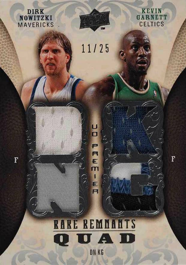 2008 Upper Deck Premier Rare Remnants Quad Patch Dirk Nowitzki/Kevin Garnett #RR4GN Basketball Card