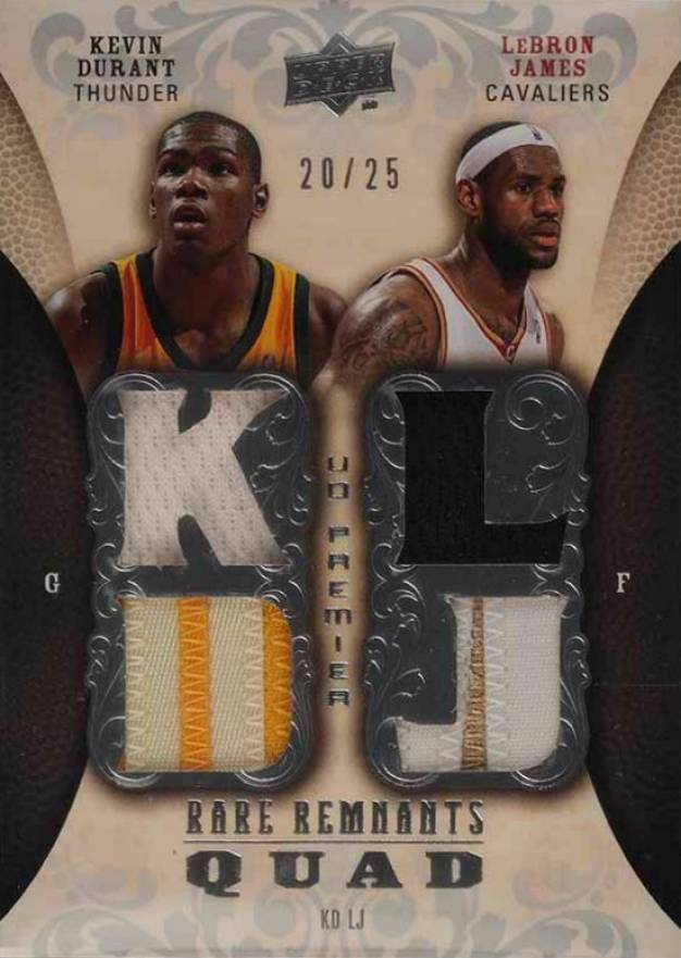 2008 Upper Deck Premier Rare Remnants Quad Patch Kevin Durant/LeBron James #RR4JD Basketball Card