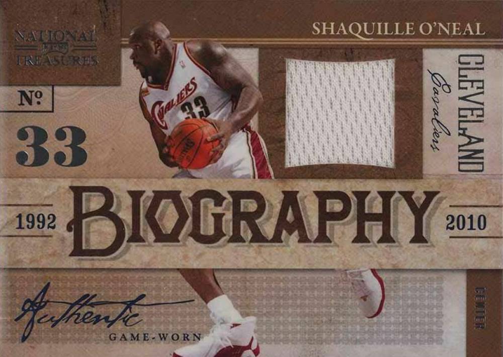 2009  Playoff National Treasures Biography Materials Shaquille O'Neal #10 Basketball Card