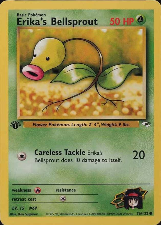 2000 Pokemon Gym Heroes  Erika's Bellsprout #76 TCG Card
