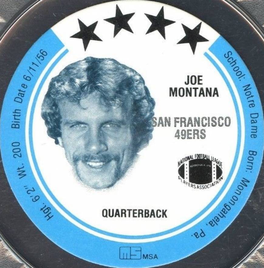 1981 MSA Holsum Discs Joe Montana # Football Card