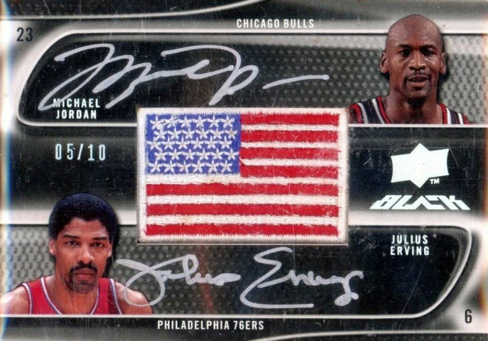 2008 Upper Deck Black Flag Autographs Dual Julius Erving/Michael Jordan #DUSJE Basketball Card