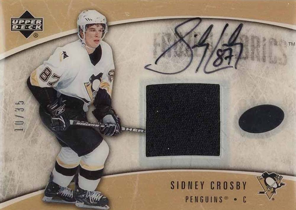 2005 Upper Deck Ice Frozen Fabrics Autograph Sidney Crosby #AFFSC Hockey Card