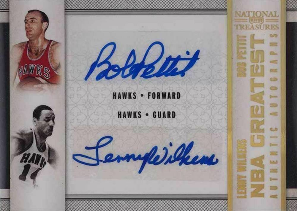 2009 Playoff National Treasures NBA Greatest Signature Combos Pettit/Wilkens #1 Basketball Card