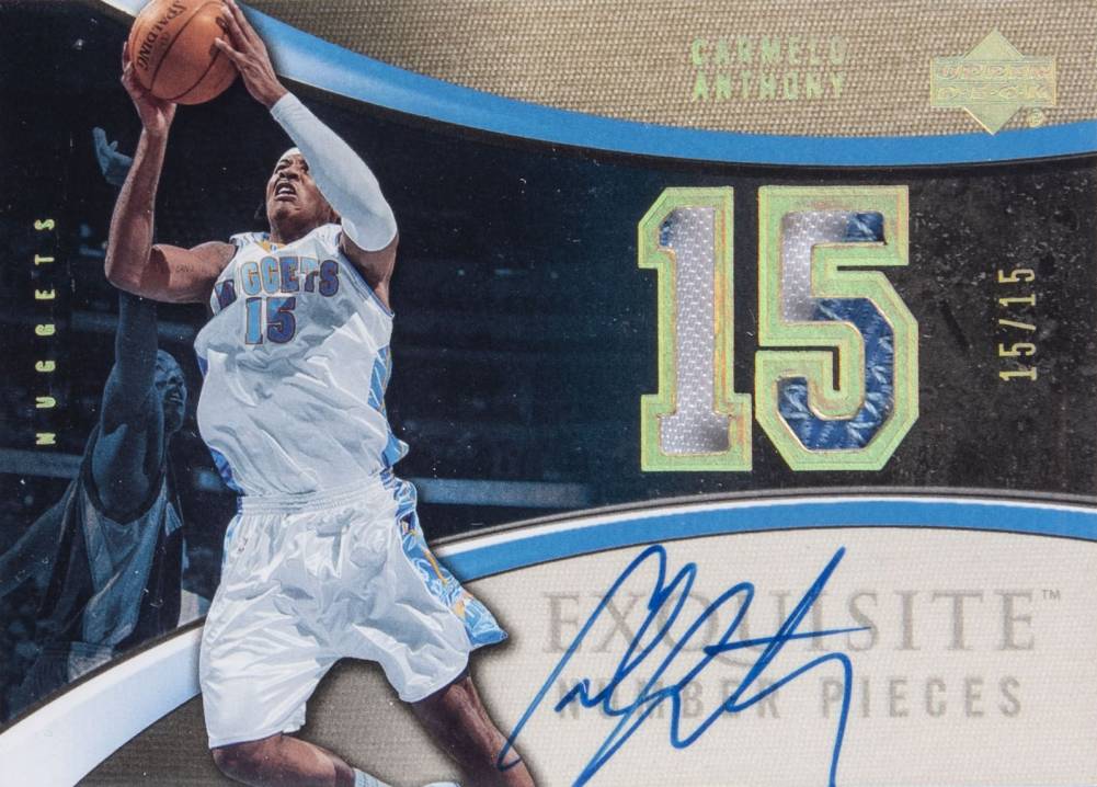 2005 Upper Deck Exquisite Collection Numbers Autograph Carmelo Anthony #ENCA Basketball Card