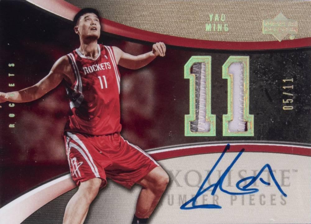 2005 Upper Deck Exquisite Collection Numbers Autograph Yao Ming #ENYM Basketball Card