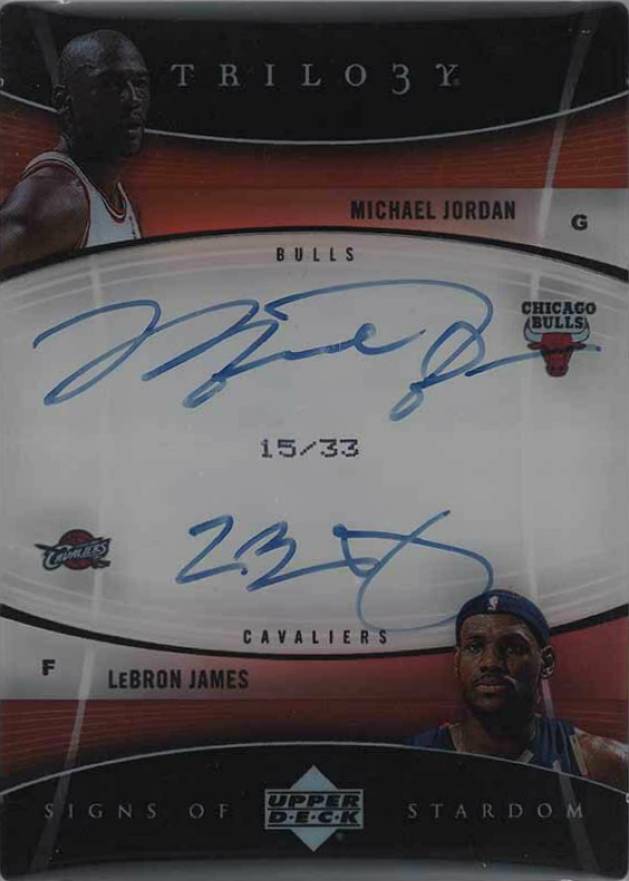 2006 Upper Deck Trilogy Signs of Stardom Dual Autograph LeBron James/Michael Jordan #SOSJJ Basketball Card