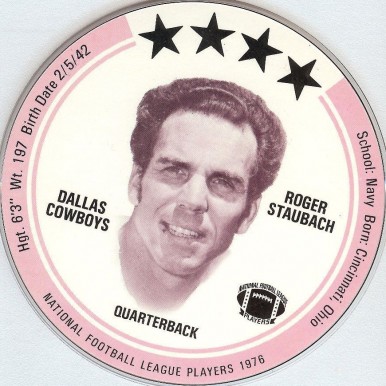 1976 Saga Disc Roger Staubach #27 Football Card