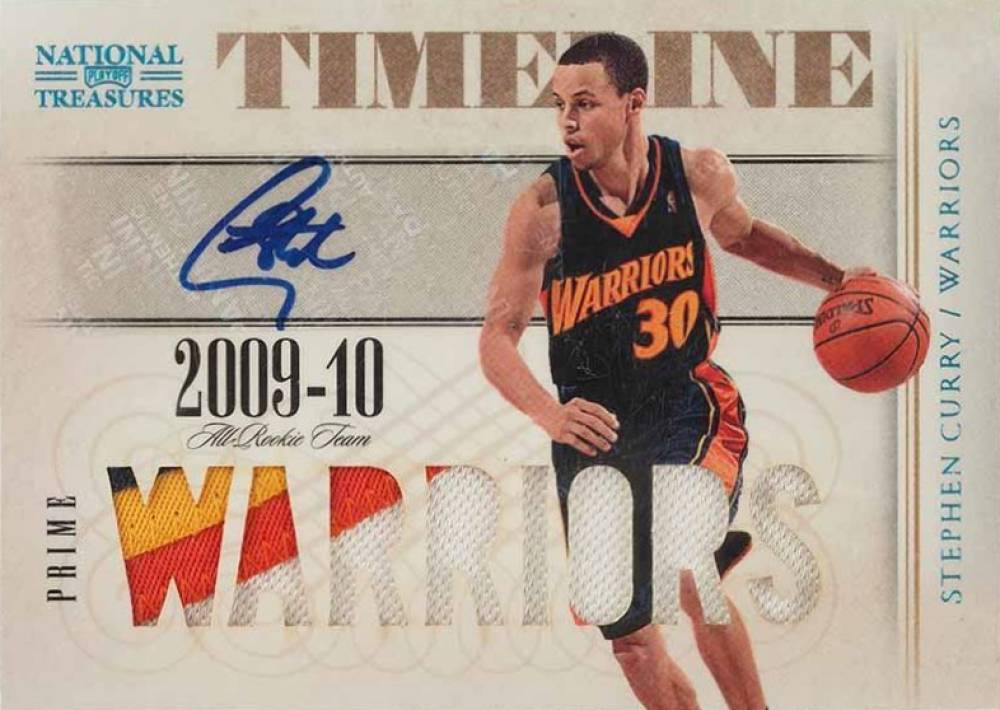 2009 Playoff National Treasures Timeline Materials Custom Team Name Stephen Curry #5 Basketball Card