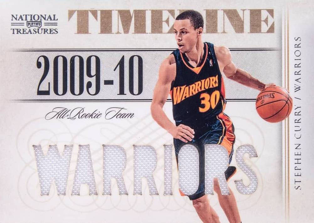 2009 Playoff National Treasures Timeline Materials Custom Team Name Stephen Curry #5 Basketball Card