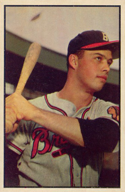 1953 Bowman Color Eddie Mathews #97 Baseball Card