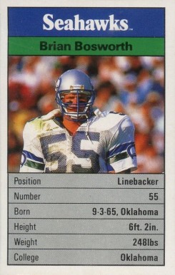 1988 Ace Fact Pack Brian Bosworth # Football Card