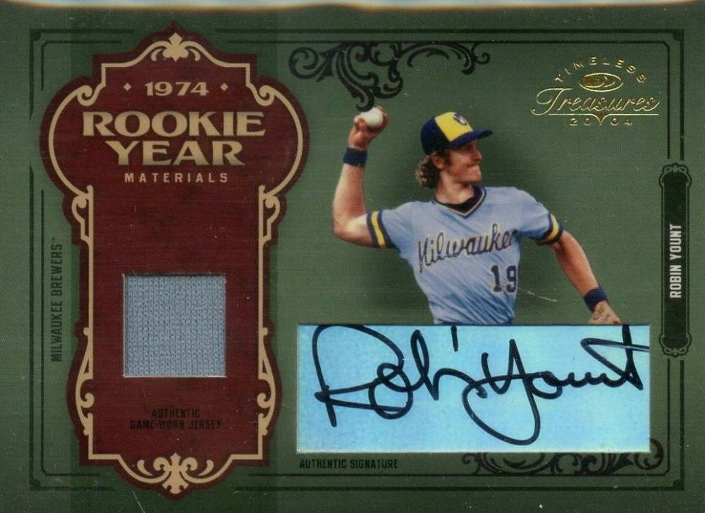 2004 Donruss Timeless Treasures Rookie Year Materials Signature Robin Yount #RY-9 Baseball Card