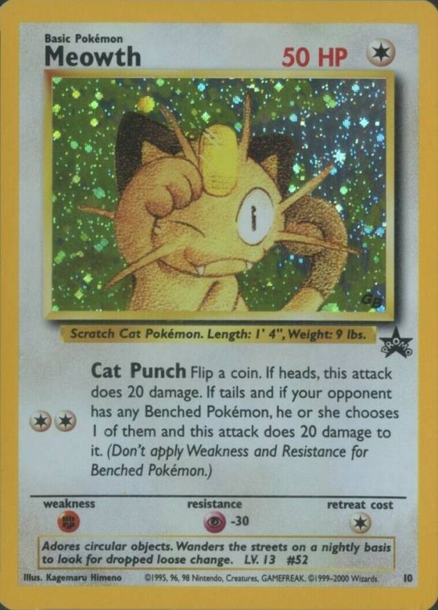 2000 Pokemon Promo Black Star Meowth-Holo #10 TCG Card