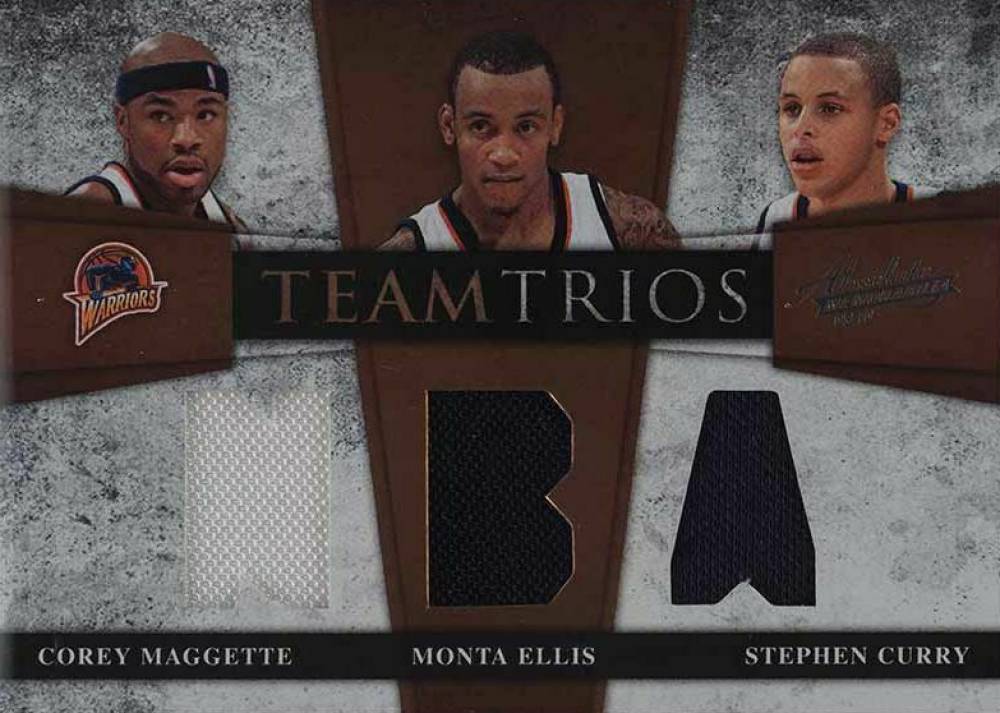 2009 Panini Absolute Memorabilia Team Trios NBA Materials Corey Maggette/Monta Ellis/Stephen Curry #2 Basketball Card