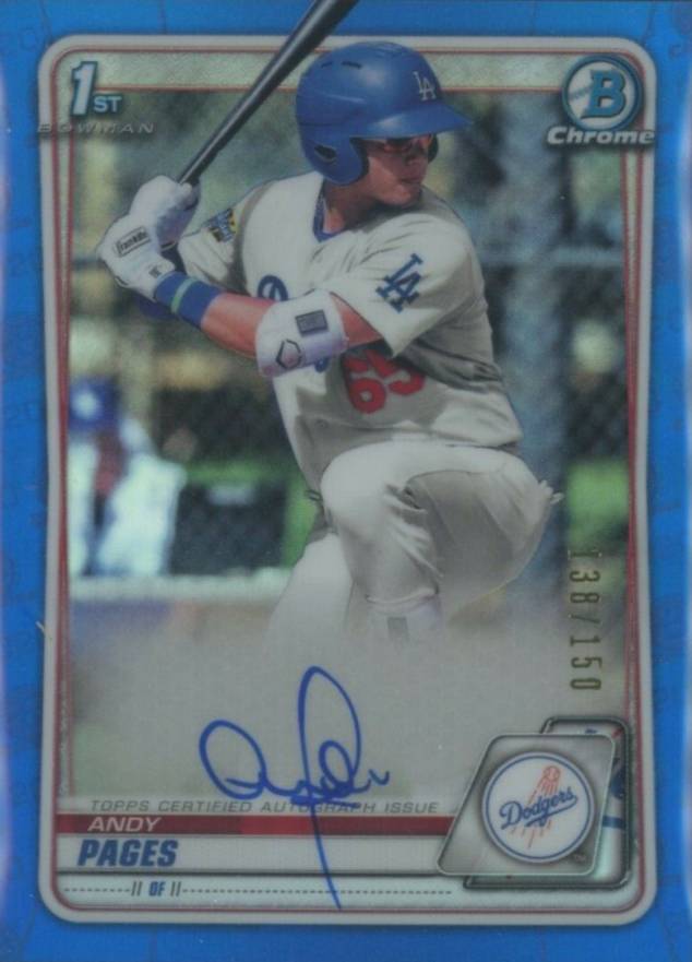 2020  Bowman Chrome Prospect Autographs Andy Pages #CPAAP Baseball Card