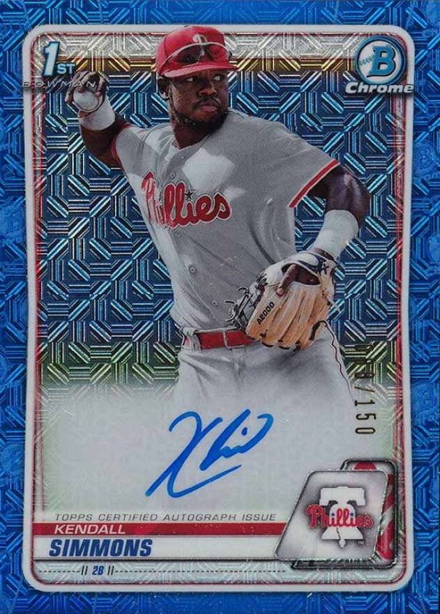 2020  Bowman Chrome Prospect Autographs Kendall Simons #CPAKSI Baseball Card